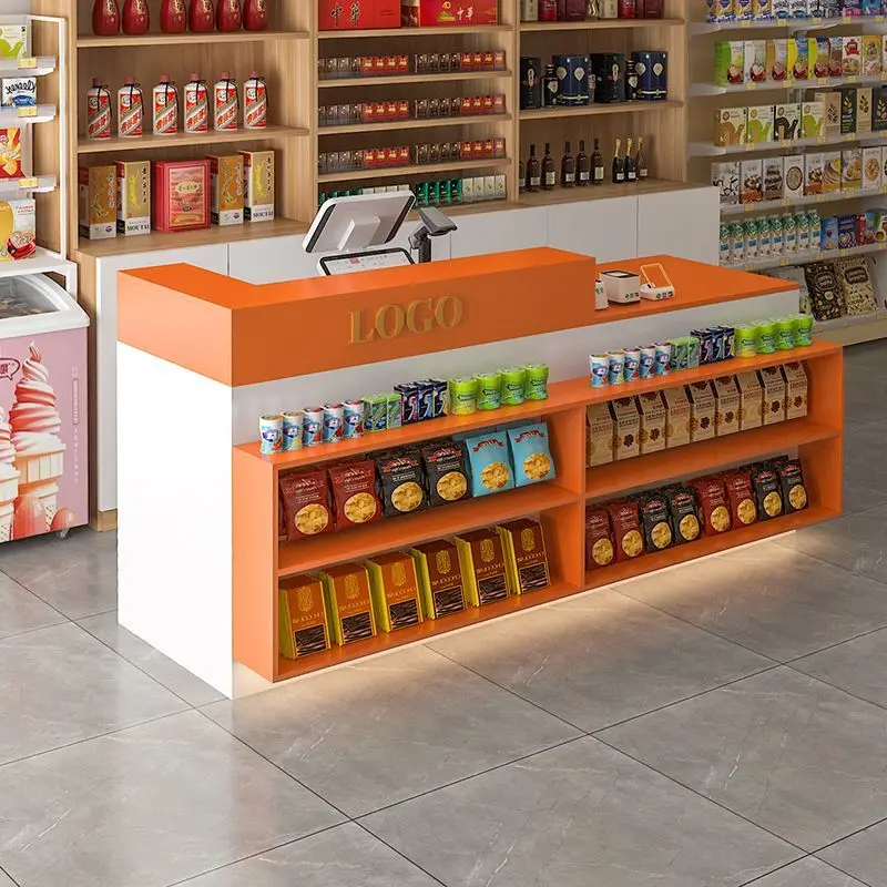 Custom Bar Counter Table Supermarket Cashier Counter Commercial Dining Multi-layer Storage Shop Small Counter Front Desk Conveni