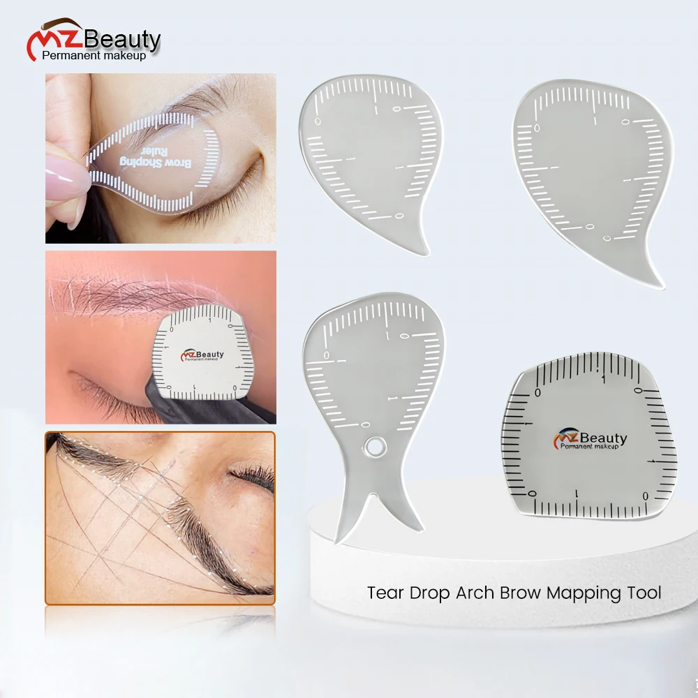 1 Minute Tear Drop Arch Brow Mapping Tool Kit Quick Brow Shaping Ruler Template Stencils PMU Eyebrow Hairstroke Eyeliner Drawing