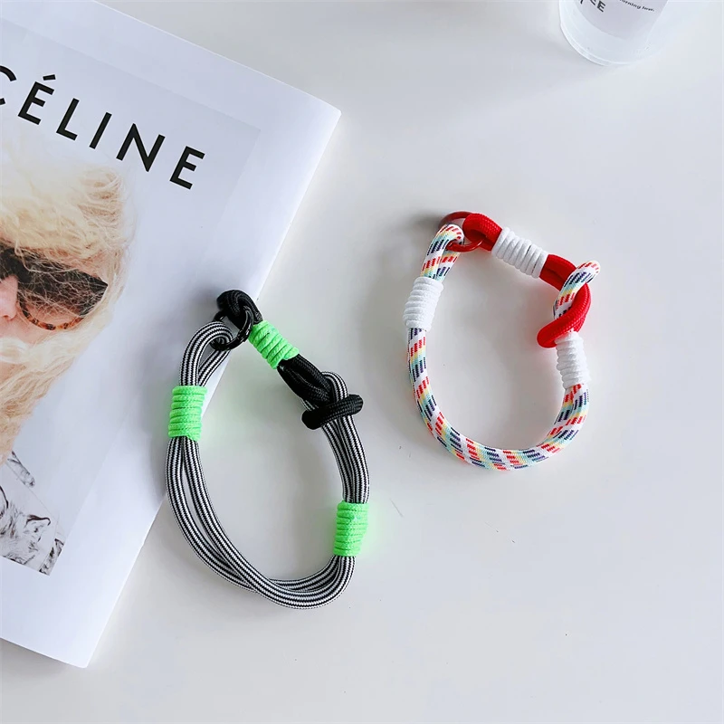 Korean Cute Knot Portable Mobile Phone Anti-lost Hand Bracelet Chain For iPhone 15 14 Pro Max Samsung Flip 4 Coloful Rope Chain