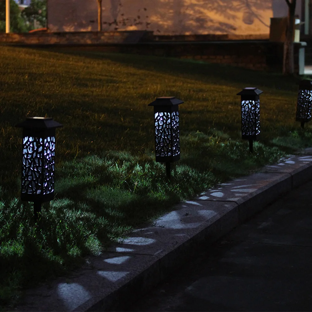 

6Pcs Solar Lawn Lights Hollow Out Waterproof Outdoor Garden Yard Patio Pathway Landscape Ground Plug Light Lawn Lamp