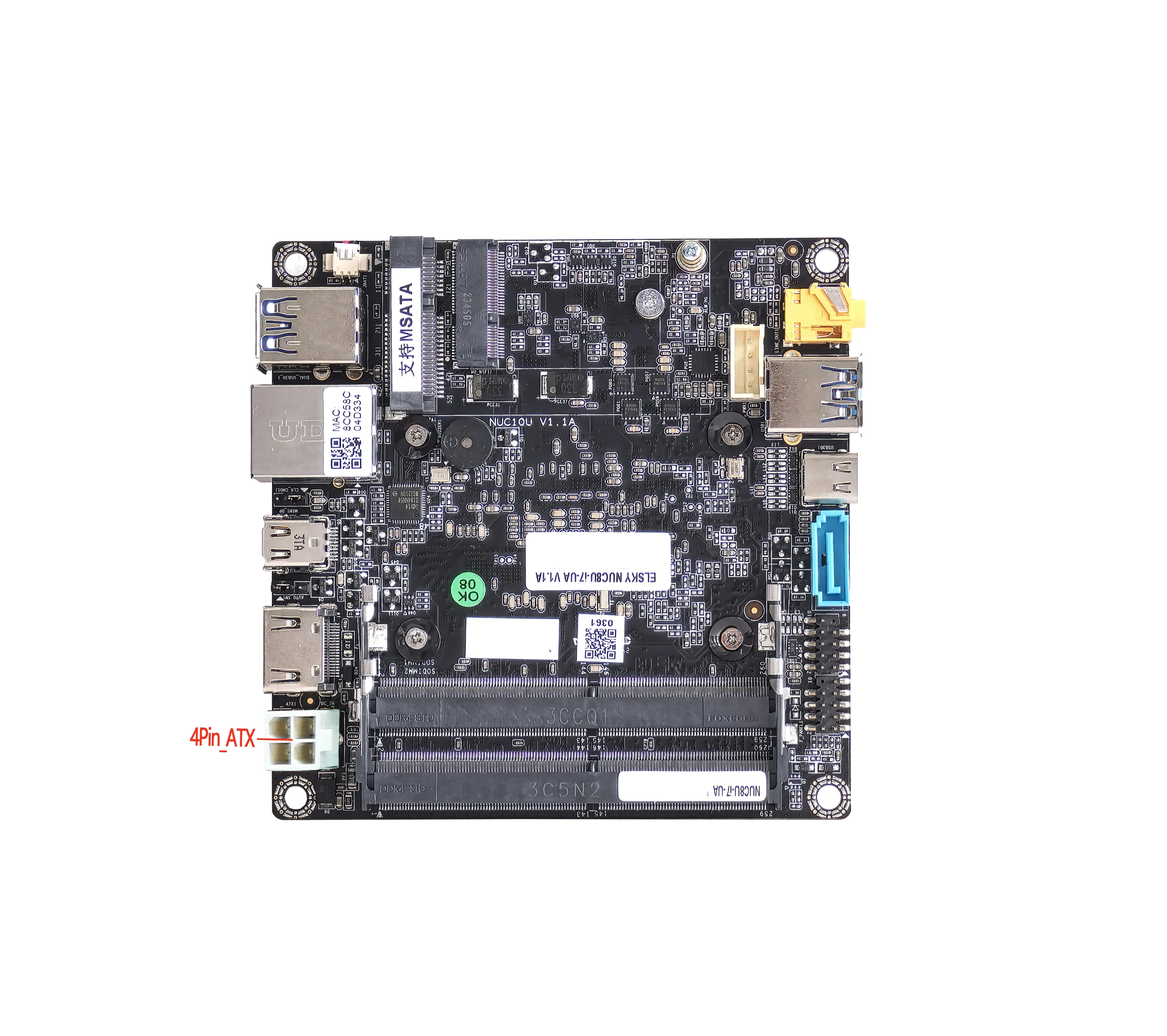 OEM ELSKY DP 4K HD_MI Motherboard NUC8U With I7 8th Gen Processor for Embedded Mobile
