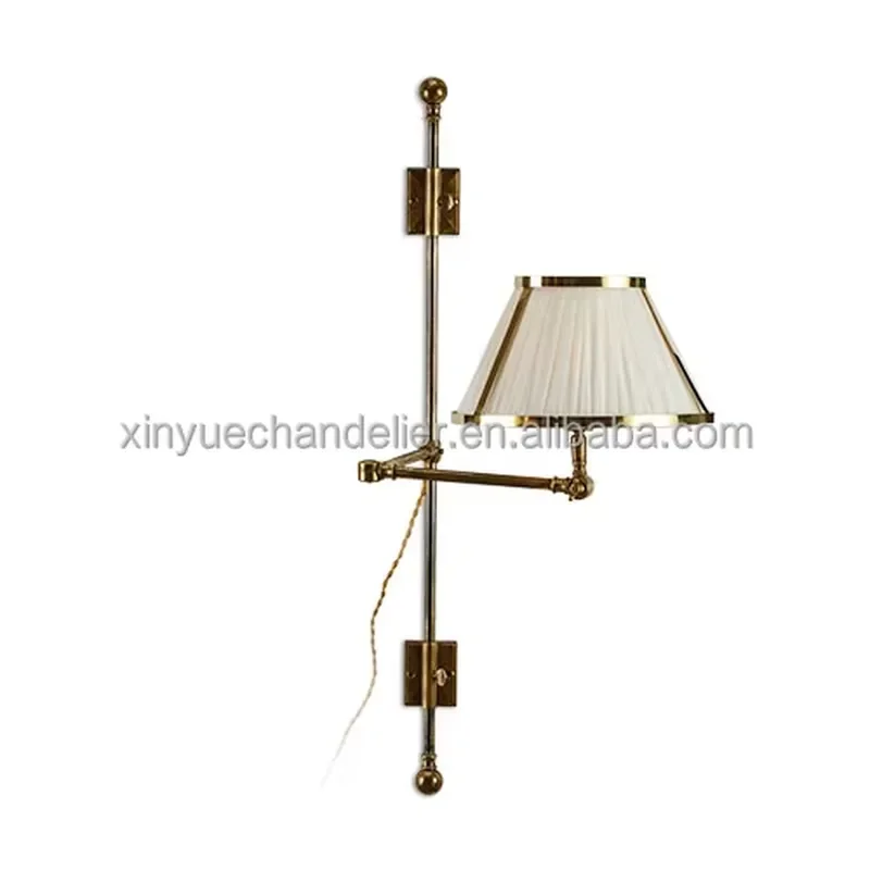 Modern Art Decor Fabric Shade Adjustable Arm Wall Light Sconce for Bedroom Hallway Hotel Villa restoration Lighting Wall Lamp