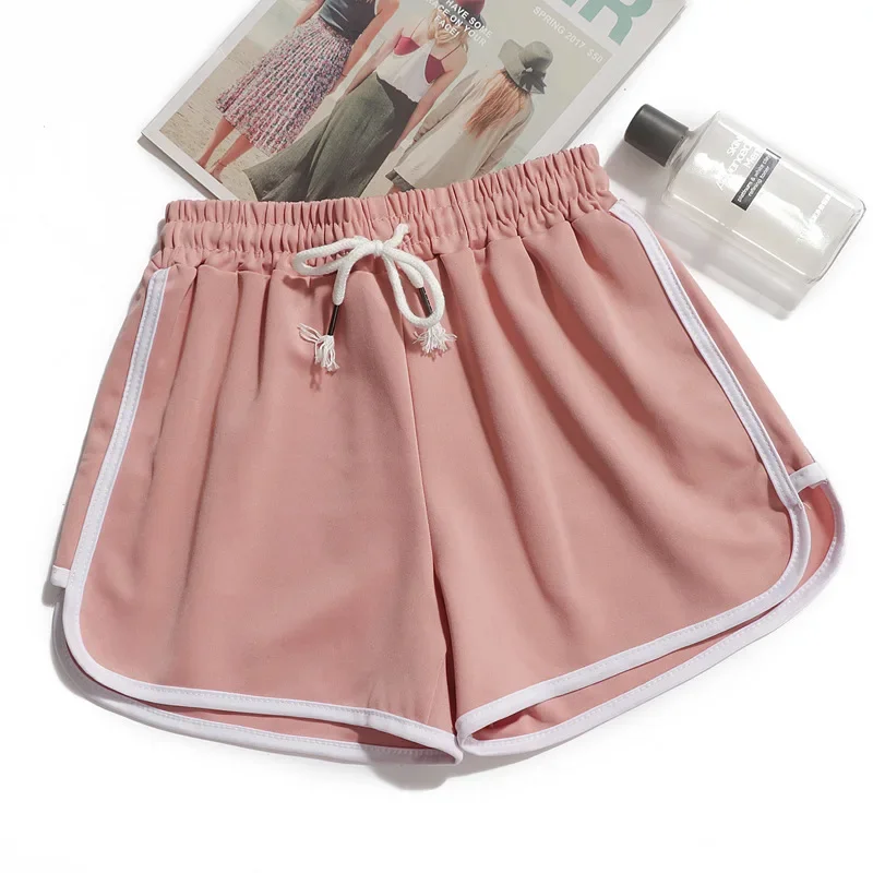 Women yoga Shorts Summer outer wear mid-waist casual loose straight pants lady stylish thin breathable wide leg gym short pants, image 9