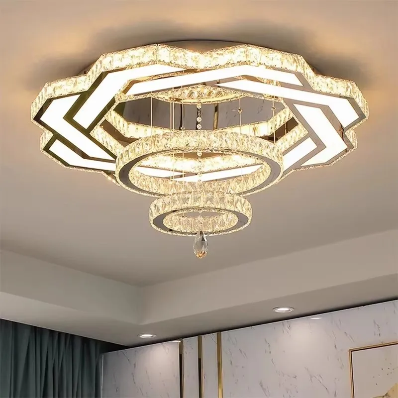 

Crystal Light LED Living Room Light Dining Room Light Circular Ceiling Light High-end Hall Lighting Fixture Luxury Pendant Light