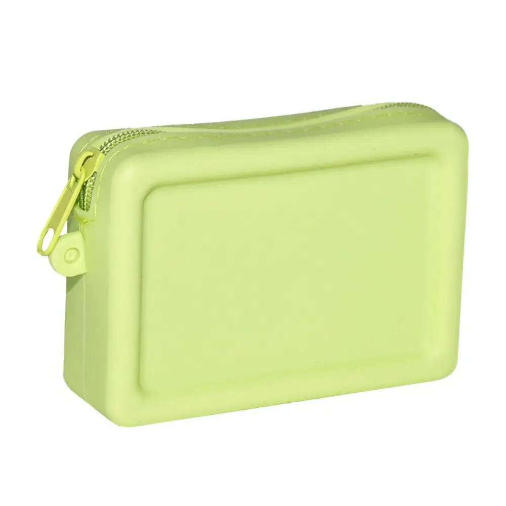 Silicone Organizer Cosmetic Bag Vintage Waterproof Smooth Zipper Earphone Bag Macaron Color Wallet Coin Purse Students