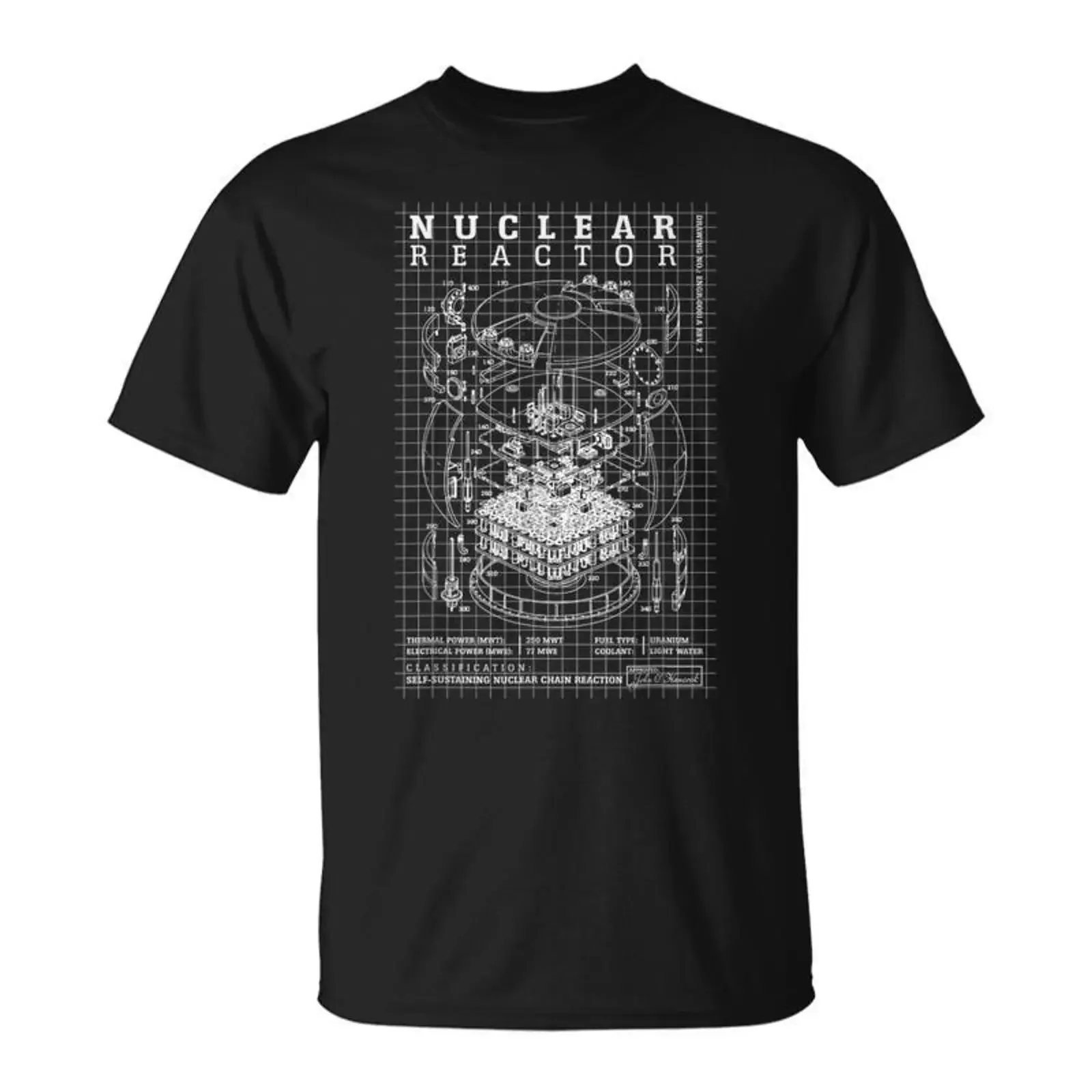 T-shirt vintage avec diagramme de l'énergie physique de la puissance de fission du noyau d'un réacteur nucléaire, légèrement délavé, Cadeauxyz