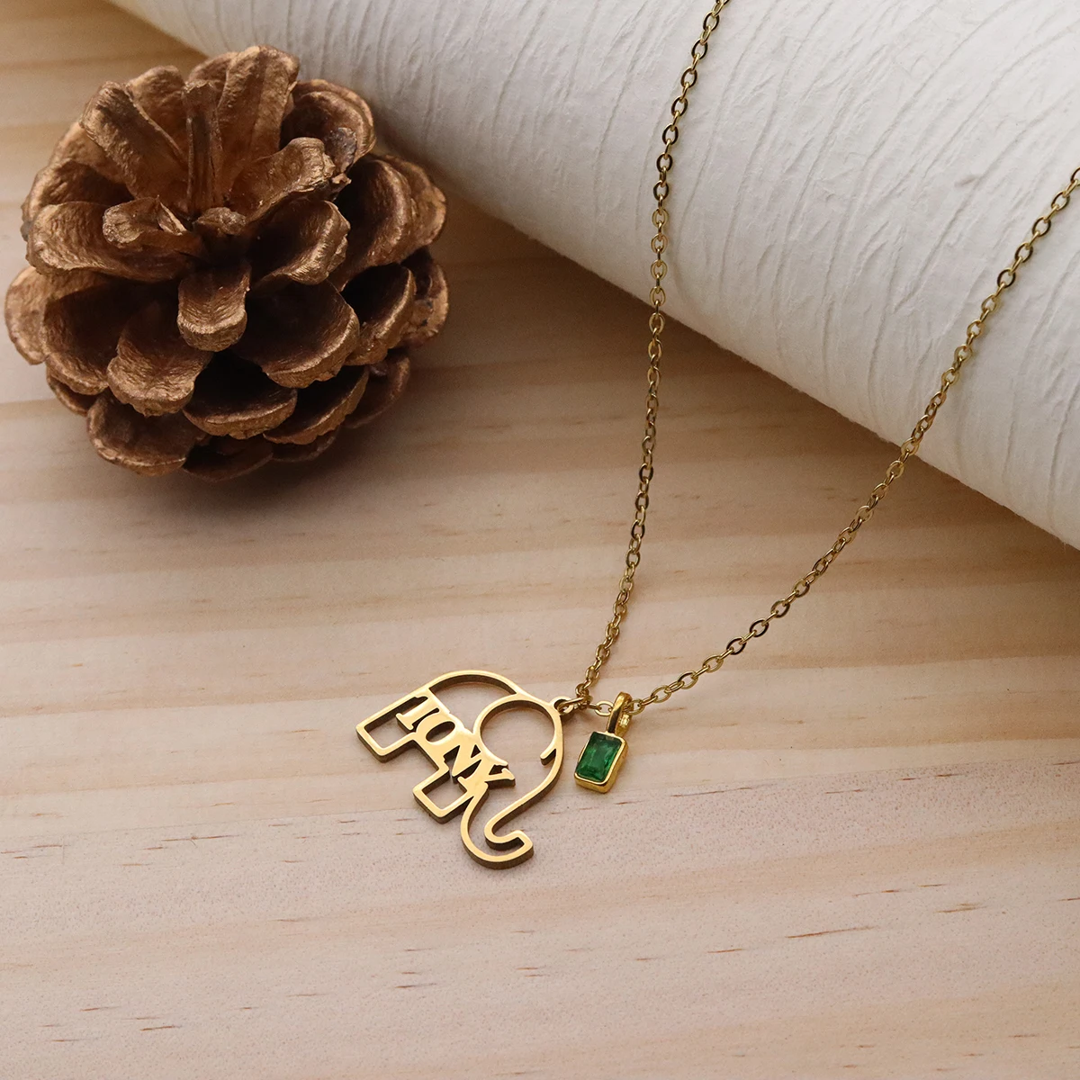 Chandler Elegant Custom Name Elephant Necklace Gold Tone Simple Clavicle Choker Jewelry Charms For Women