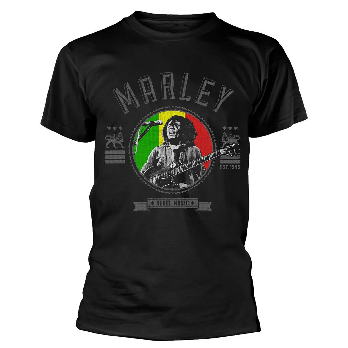 Bob Marley Rebel Music Seal Black T Shirt New Official