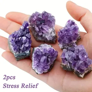 Tratamiento de amatista natural de 2 PCS -Decoración de energía misteriosa de la cura de piedra de piedra de piedra, decoración. 12 mejores ventas de amatista rosa - №1