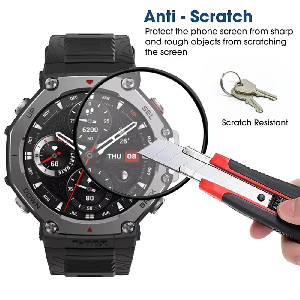 2Pcs Screen Protector For Amazfit T-rex 3 Smart Watch 9D Curved Edge Screen Protector for Huami Amazfit T-rex 3 Film Not Glass