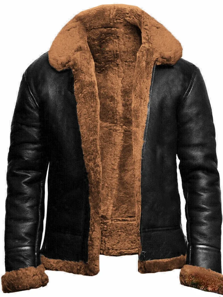 

Pu Leather Jackets Men Winter Jacket Thick Warm Parkas Fur Fleece Inner Business Coats Casual Man Waterproof Down Biker Jackets