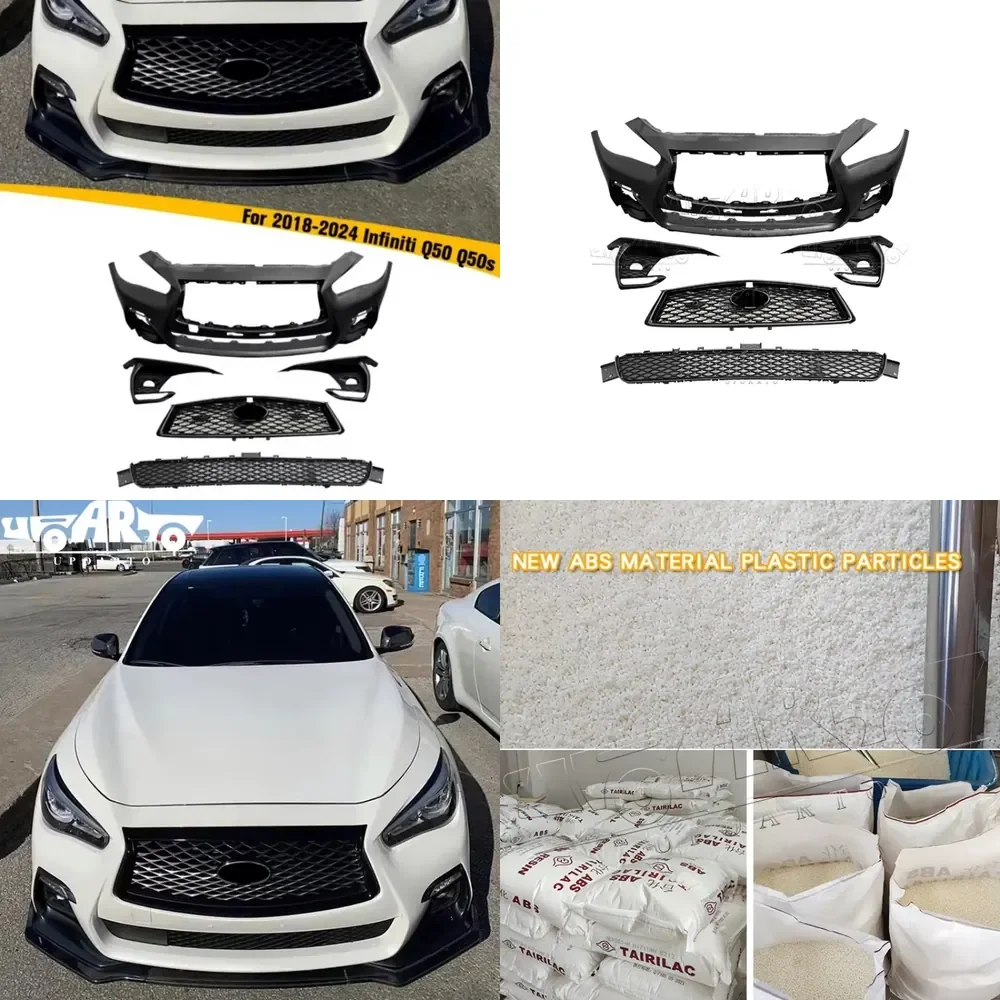 

New Carbon Fiber Look Front Bumper Cover Upper Grille Grille Fog Lamp Cover Auto Body Kits for Infiniti Q50 Q50s