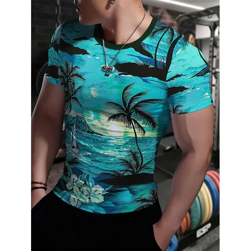 Men's Quick-Dry Fitness Apparel High-elasticity tight-fitting sports top slimming and slim-fit short-sleeve shirt