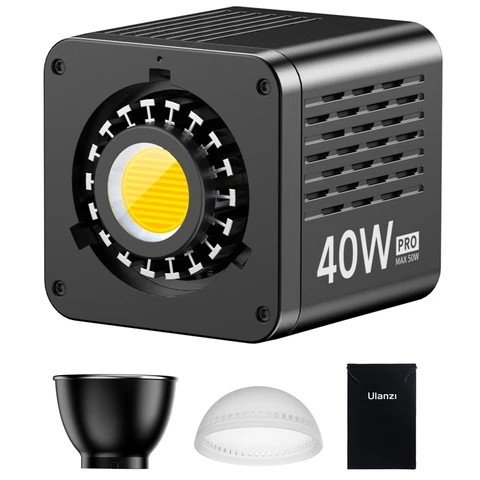 Ulanzi L023 40W Pro Luz de vídeo Bi-color COB Light Mini Bowens Mount Luz de vídeo 3400mAh 2500K-6500K com porta DC e tipo C