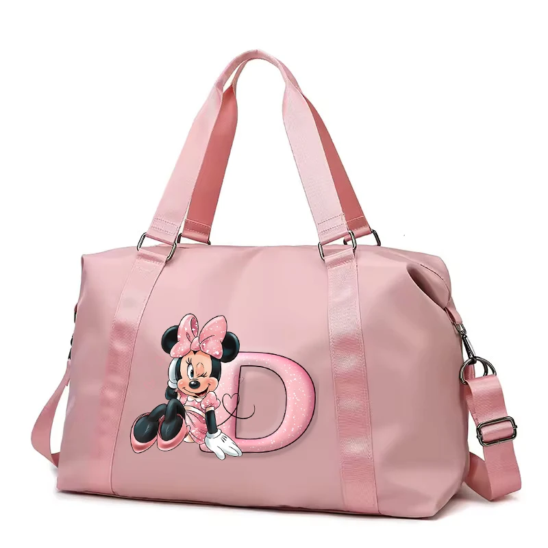 ميكي ميني ماوس حقيبة الأمتعة رسالة A-Z سعة كبيرة اللياقة البدنية حقيبة يد امرأة الموضة الكرتون ملابس السفر أكياس تخزين الأحذية