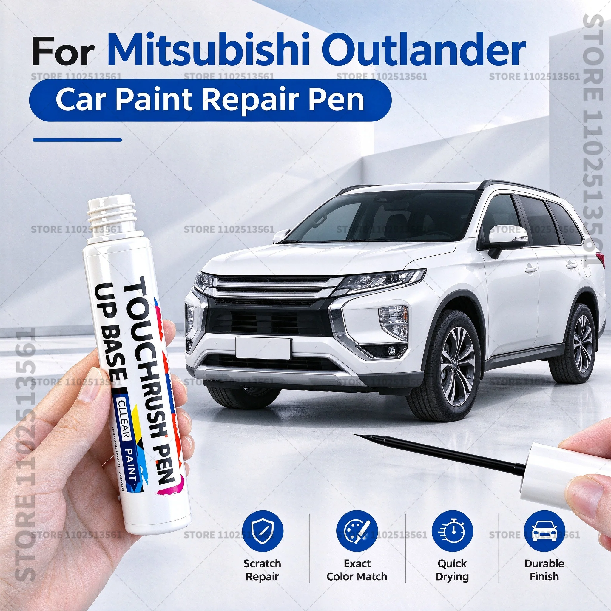 For Mitsubishi Outlander White Car Scratch Remover Paint Pen Touch Up Marker for Auto Body Repair Door Bumper Fender Accessories