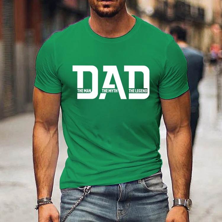 Loose Men T-shirts Summer Dad Print T Shirt Luminous Design Street Tshirts Short Sleeve Top Tee Daddy Men\'s Tee Shirts Clothing