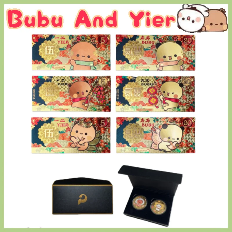 

Памятная монета с пандой Бубу и Иером, мультяшная панда Бобу и Дуду, коллекционные памятные монеты, подарок на день Святого Валентина, подарок для пары