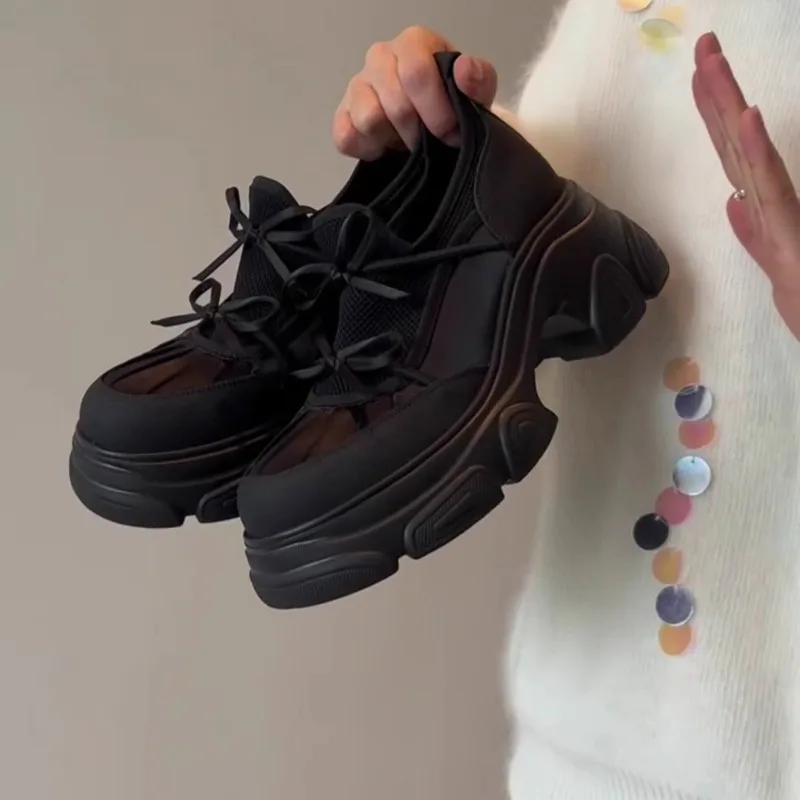 

Французские винтажные универсальные туфли без шнуровки с круглым носком и неглубоким носком, женские туфли Мэри Джейн на платформе с бантом