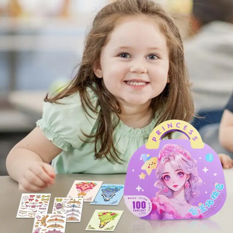 Princess Makeup Stickers Toys Kit Princess Toy Book Art Stickers Princess Dressup Rhinestones Art Stickers For Kids Girls