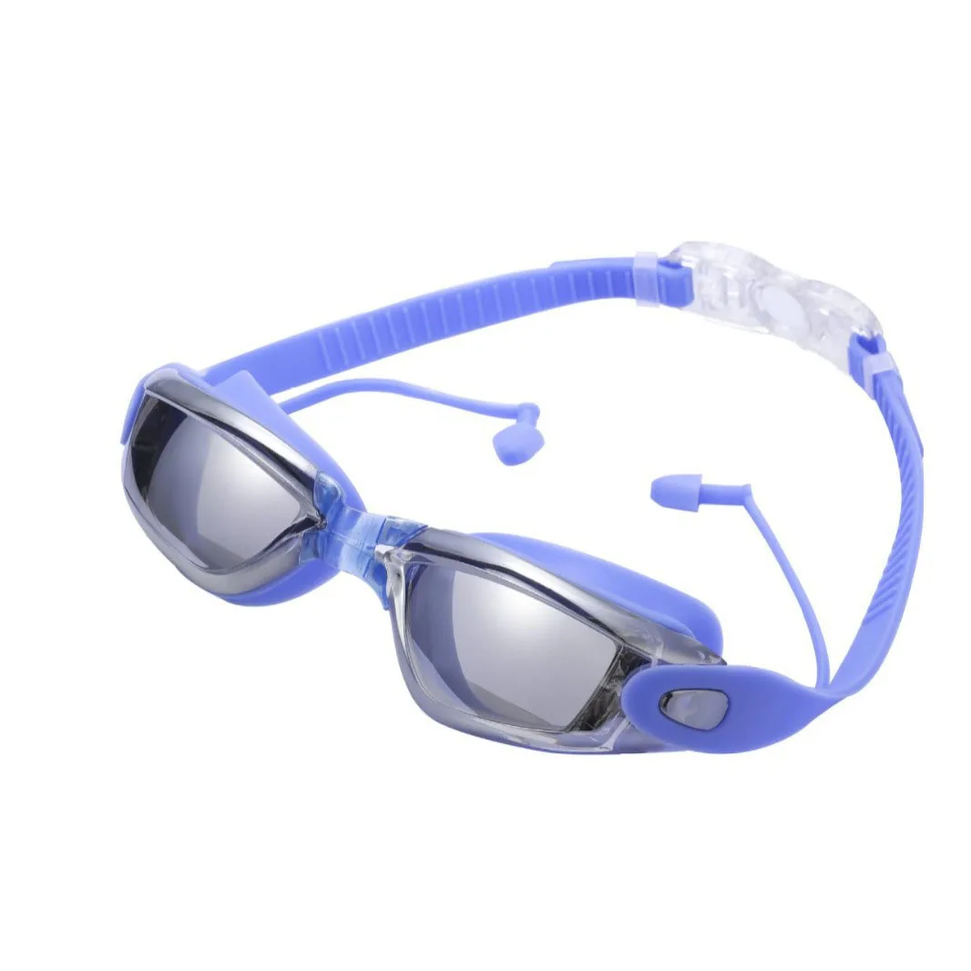 Profession Electroplated Swimming Goggles Hd One-piece Earplugs Waterproof and Anti-fog Swim Glasses Against Infiltration