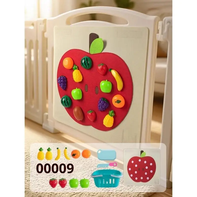 1 مجموعة الفواكه التظاهر اللعب ألعاب المطبخ الطفل ورأى مجلس لعب ألعاب الطعام الجدار ملصق المهارات الحركية الدقيقة لعبة تعليمية في وقت مبكر