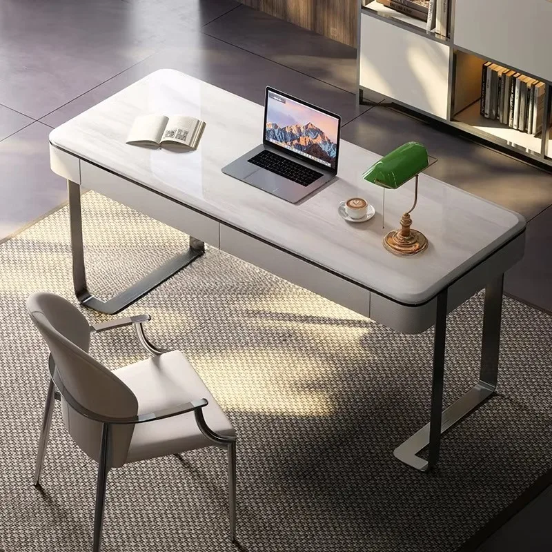 XL Natural Marble High-End Desk Modern Simple Genuine Leather Luxury Stone Office Desk