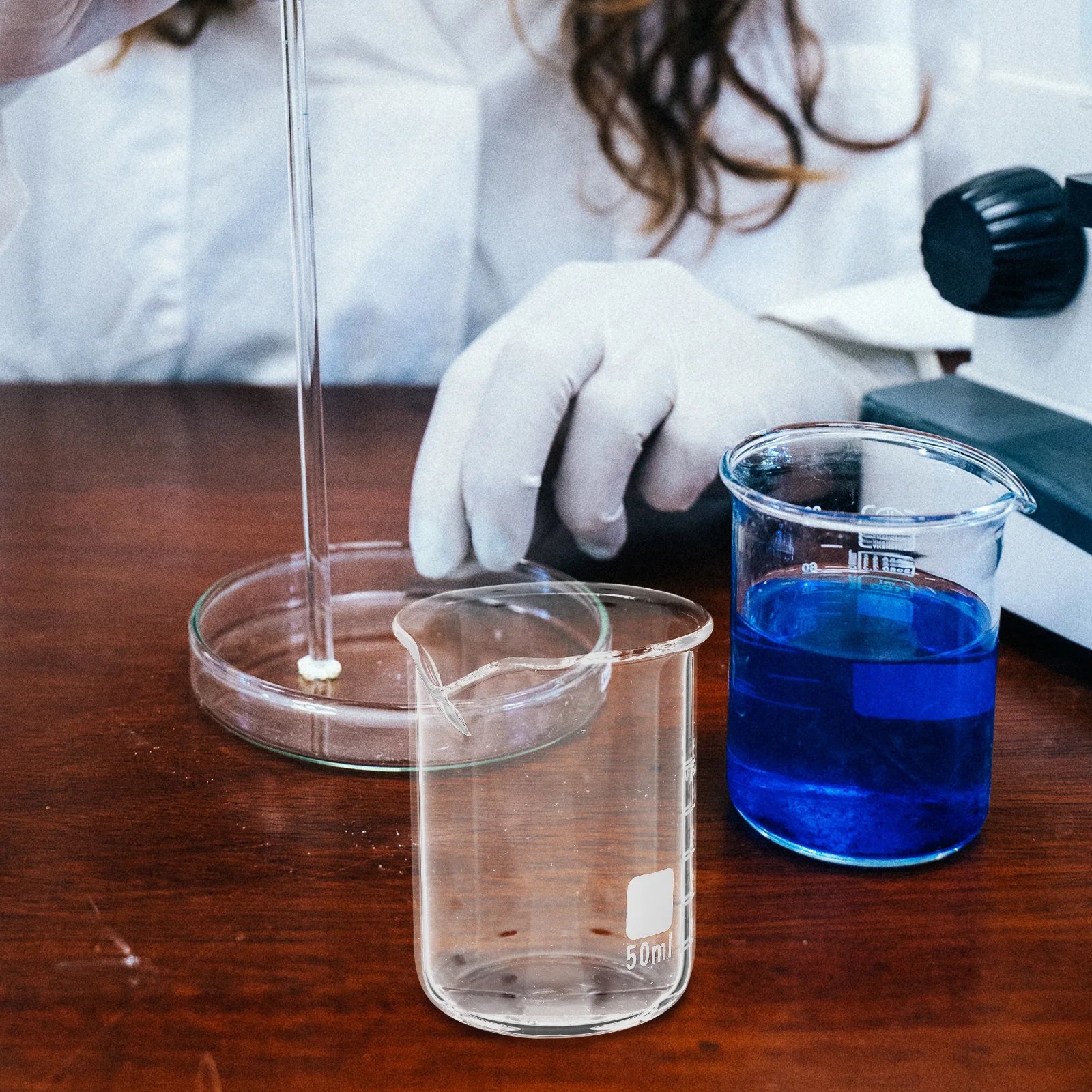 Juego de vasos medidores de vidrio, escala transparente resistente a altas temperaturas, colocación estable para medición de líquidos de cocina de laboratorio, 6 uds.
