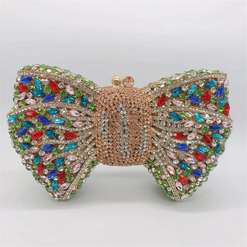 XMESSUN New Bowknot Rhinestone Diamonds Clutch Bag,Europe and America Luxury Women Evening Clutches Bags Wedding Party Stone Bag