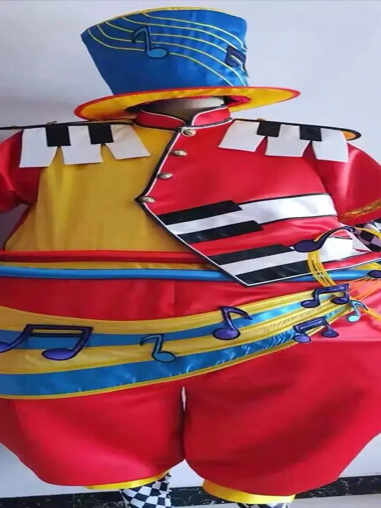 Clown Costume Men Fat Funny Include Hat Circus Stage Performance Show Outfit