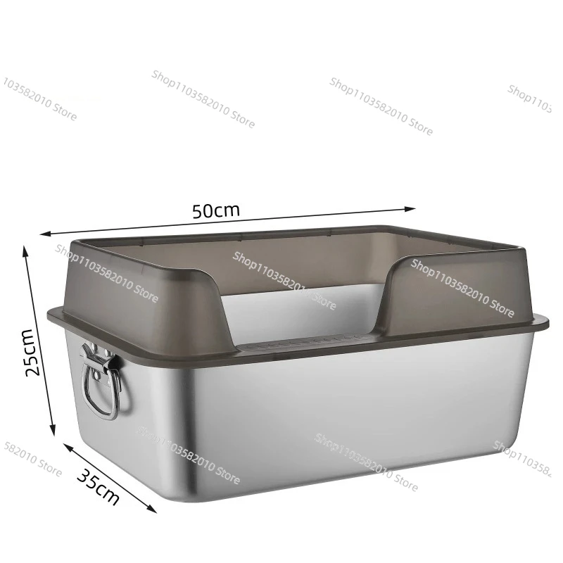 Stainless Steel Open Top Litter Box - Elevated Toilet Stool with Removable Basin for Easy Cleaning