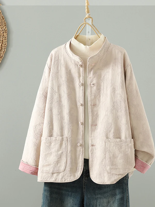 Abbigliamento bifacciale da donna con bottoni di marca Nuovo ricamo cinese Sle Bottone retrò Colletto allentato alla coreana Autunno Nuovo capospalla