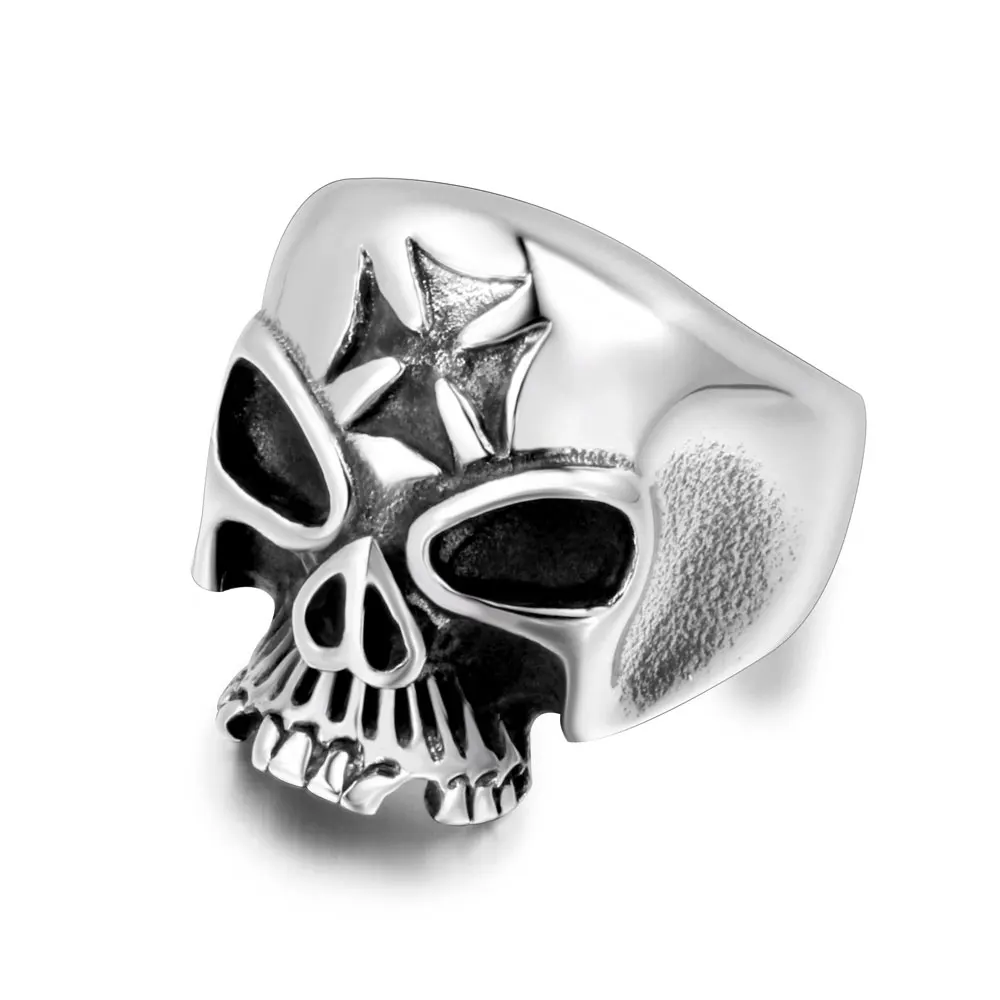 1PCS Cross-Border European and American Non-Fading Stainless Steel Skull Jewelry Men's Unique Statement Ring Fashion Trendy Ring
