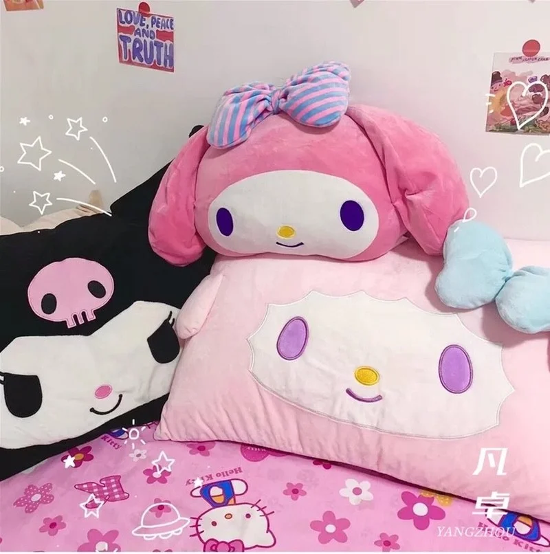 40Cm*60Cm Cute Cartoon Plush Pillow Cover Kuromi My Melody Kt Cat Kawaii Soft Anime Plushie Detachable Pillowcase Bedroom Dector