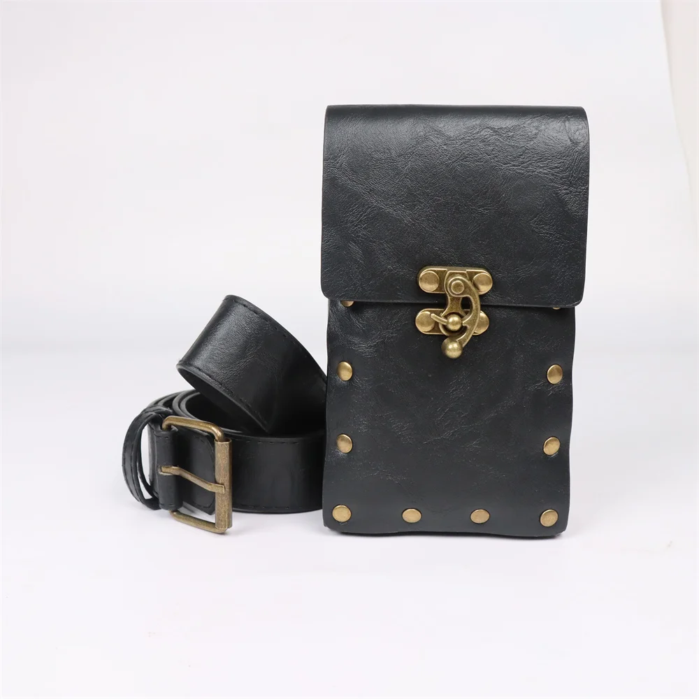 4PCS/1PCS MedievalCosplayLeather Belt Koperen Munt Heuptas Renaissance Jurk Stoomriem Rollenspel Halloween Belt Set Cosplay