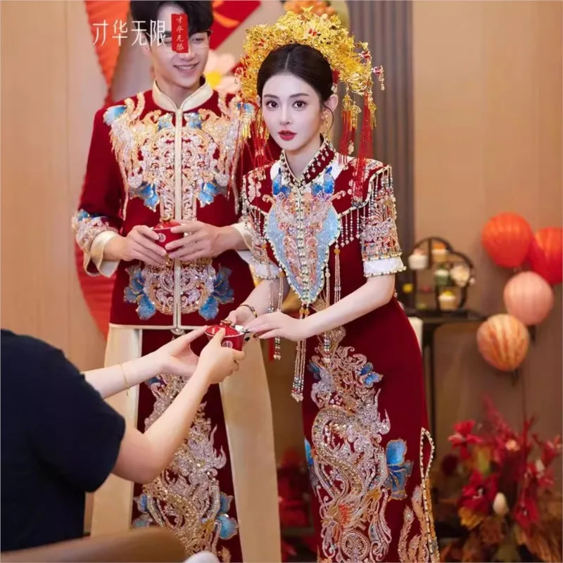 

New style of cheongsam toasting wedding dress Chinese-style attire