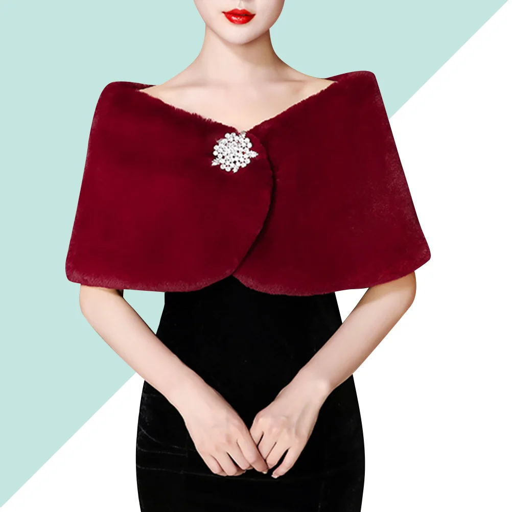 

High Quality Fiber Bridal Shawl Elegant Wedding Tippet Warm Comfortable Durable Practical -Red 100-135cm Party Photo Prop