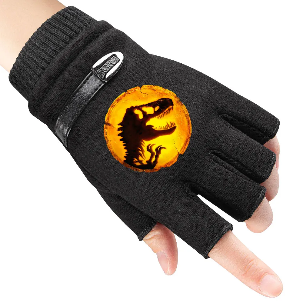 Jurassic World Dominion Cartoon Children Gloves 2022 new boy girl Fingerless Gloves Spring Autumn Warm Knitted Gloves