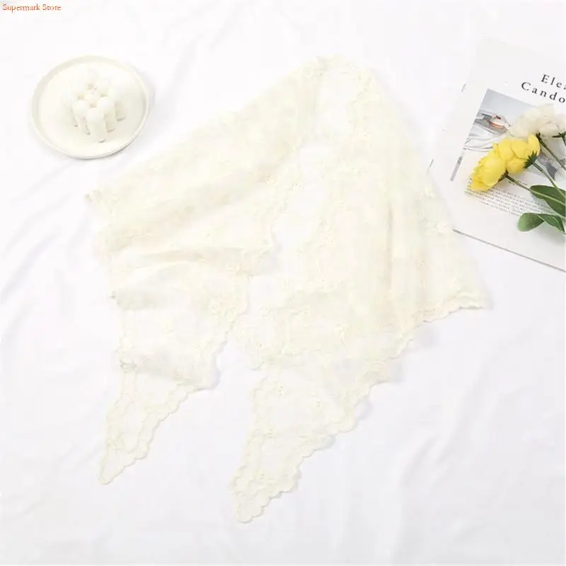 Q5WE Triangle Lace Floral Neck Scarf Headwrap for Women Girl Hair Bandanas Ethnic Headband Women Headpiece Exotic Headscarf