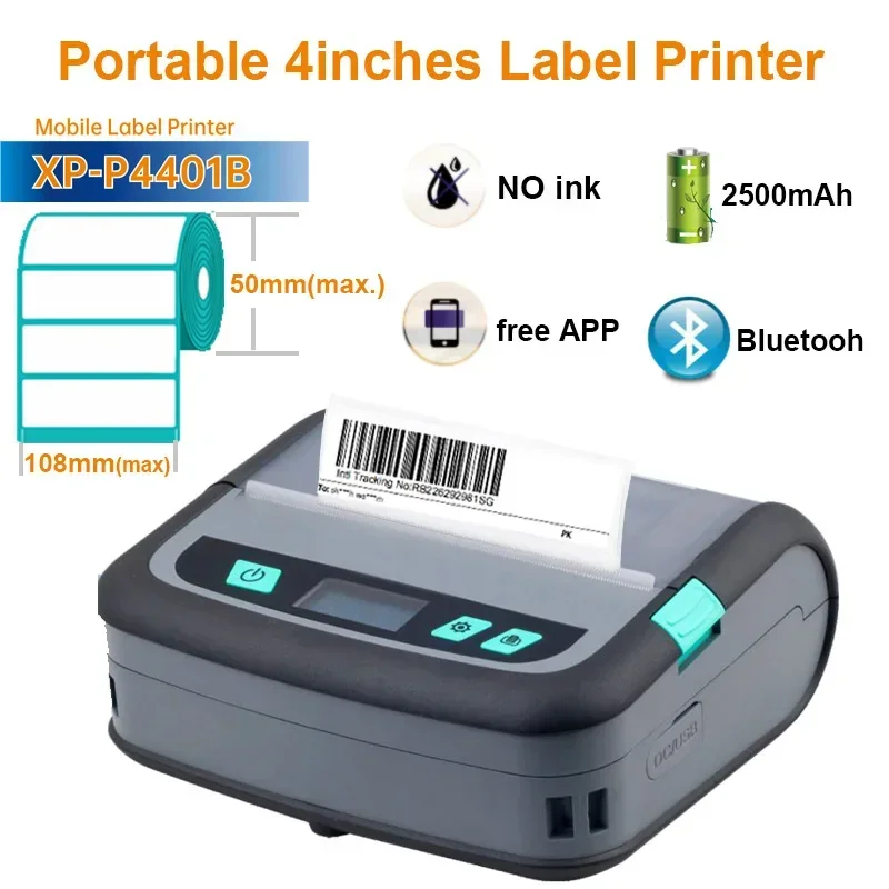 New Portable 4-inch Wireless Bluetooth Label Printer Express Logistics Thermal Barcode Printer