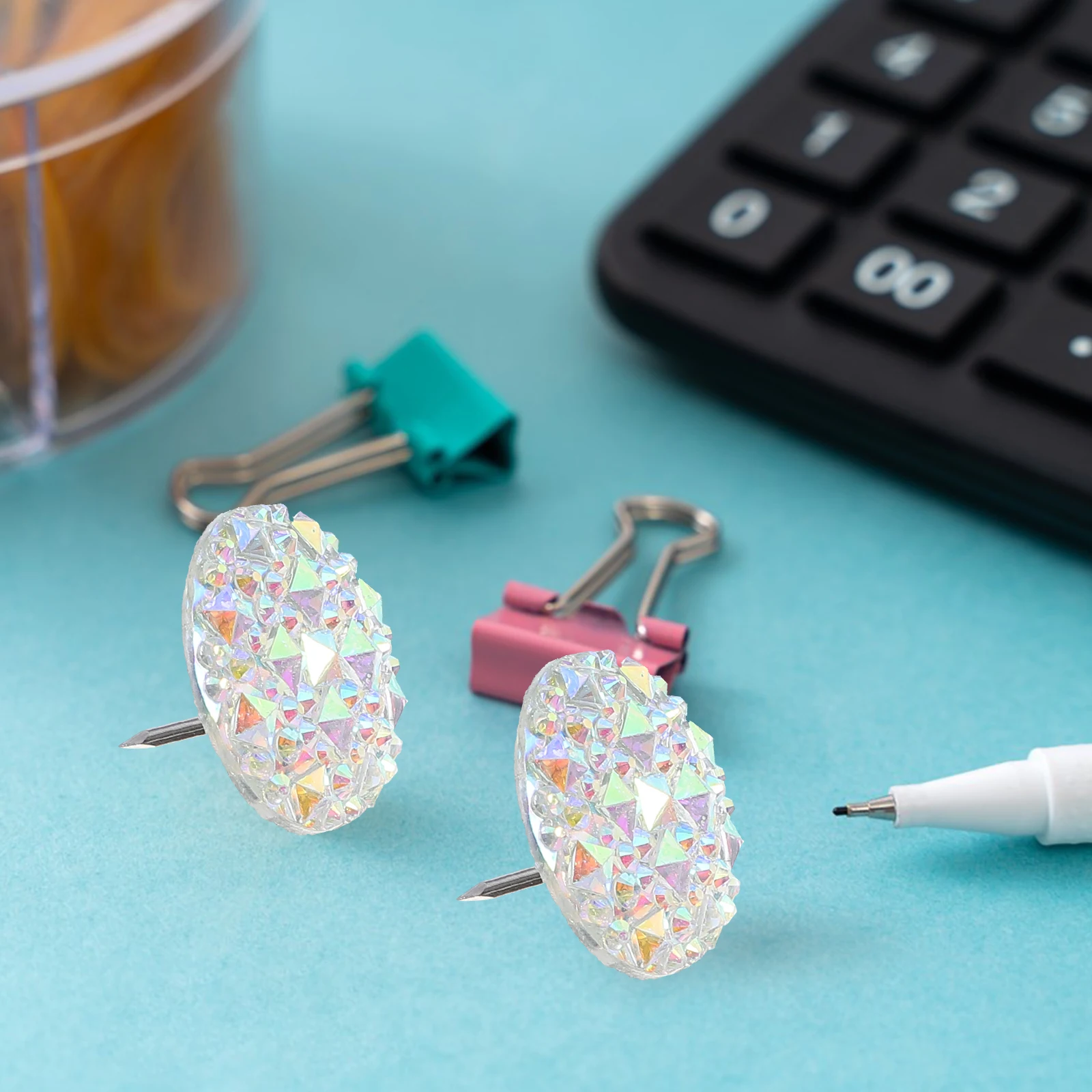 

20pcs Resin Water Drill Thumbtack Rhinestone Pushpins Creative Decorative Cork Board Notice Supply Poster Thumb Tacks