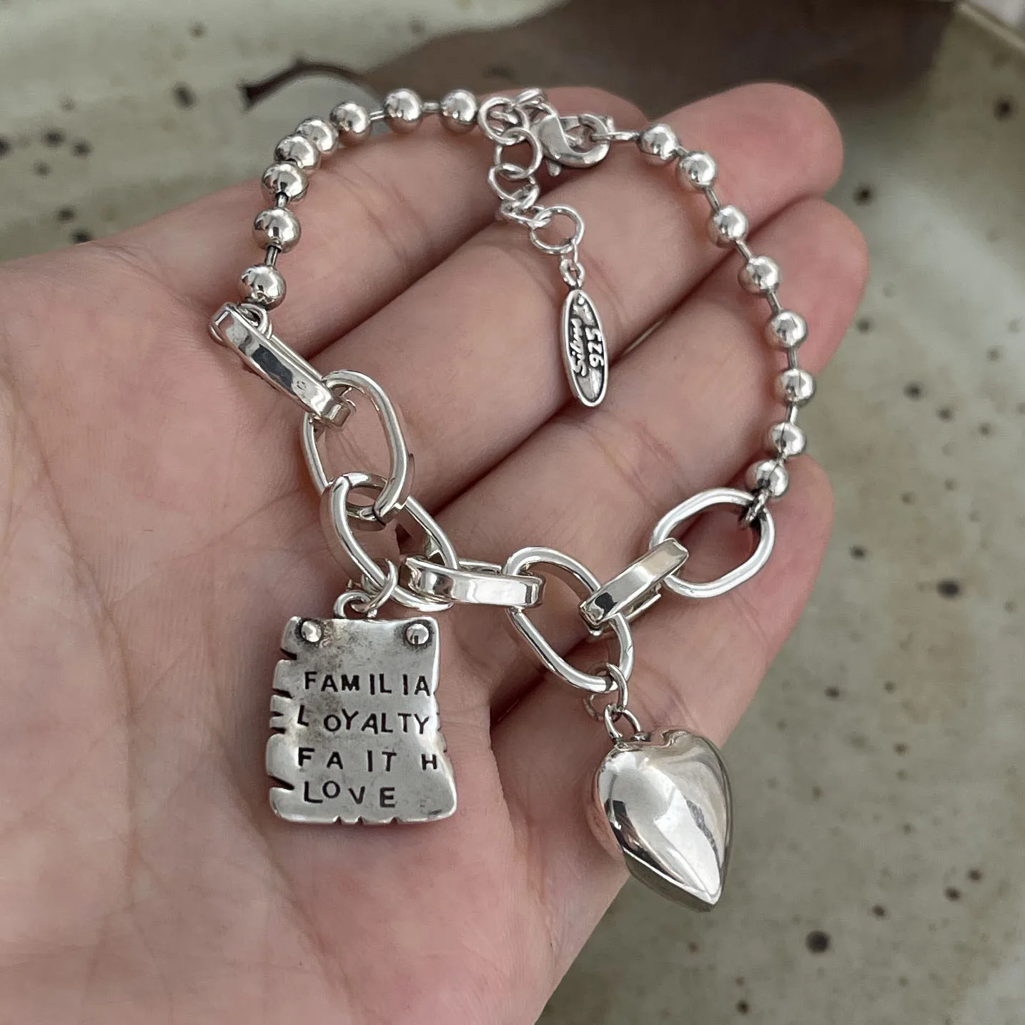 925 Sterling Silver Bracelets for Women Men String Accessories Trend Vintage Heart Vintage Pendant Party Jewelry Gift