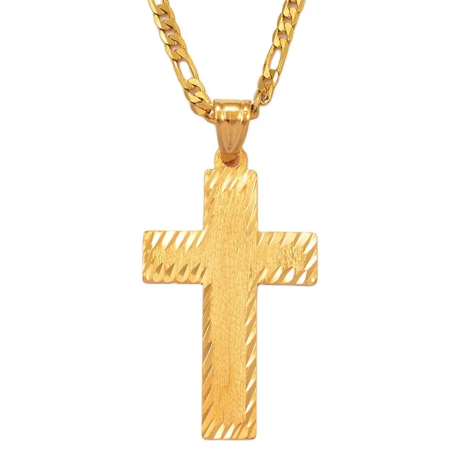 Anniyo Cross Pendant Necklaces for Women Men Gold Color Micronesia Marshall Island Crosses Religion African Jewelry #007509