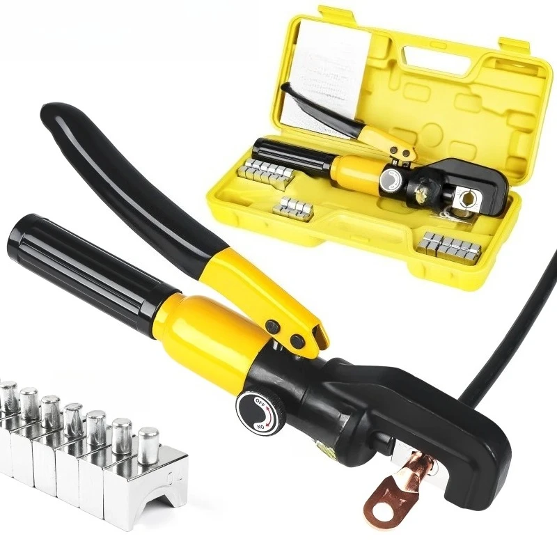 4-70mm² Hand Operated Hydraulic Crimping Tool for Cable Lugs Home Hydraulic Crimper Wire Terminal Lug Tool with 8 Pairs of Dies