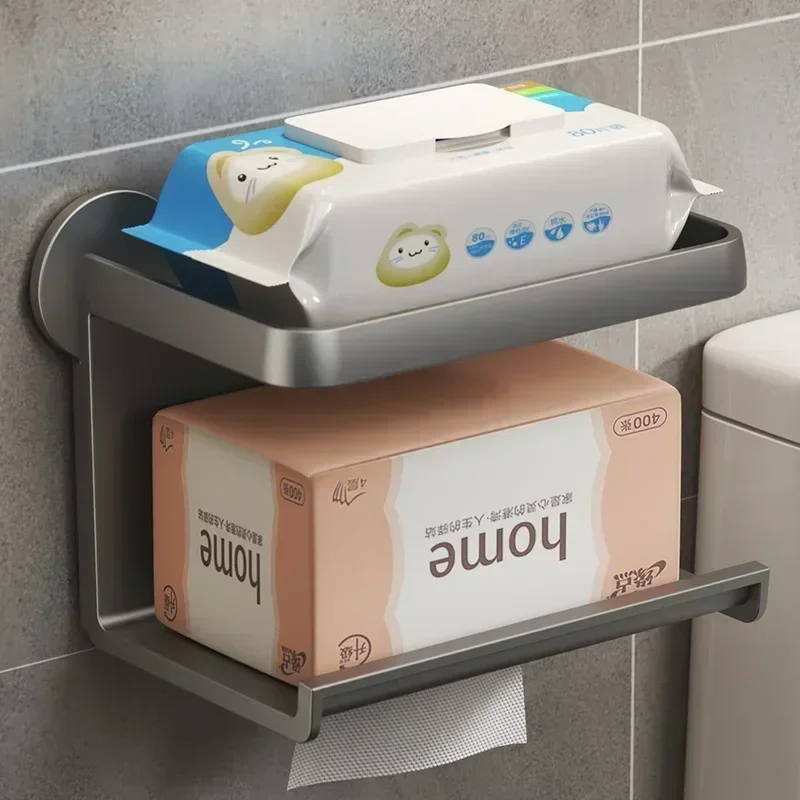 Toilet Paper Holder Stand Wall-Mounted Toilet Paper Dispenser Kitchen Bathroom Storage Rack For Tissue Box Shelf Phone Holde lij image 3