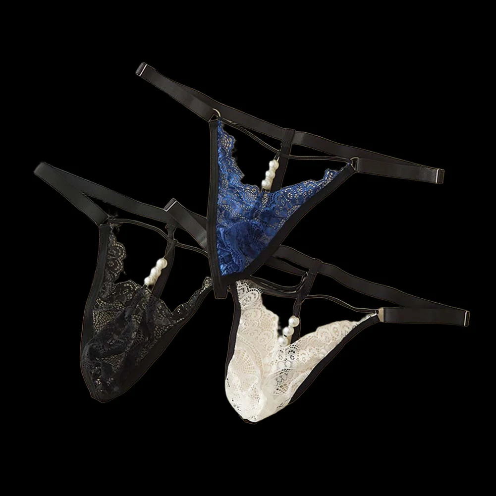 

Горячая распродажа: Мужские трусы-стринги с кружевом, сеткой, U-образным вырезом, цепочкой из бусин, прозрачные, бикини, нижнее белье