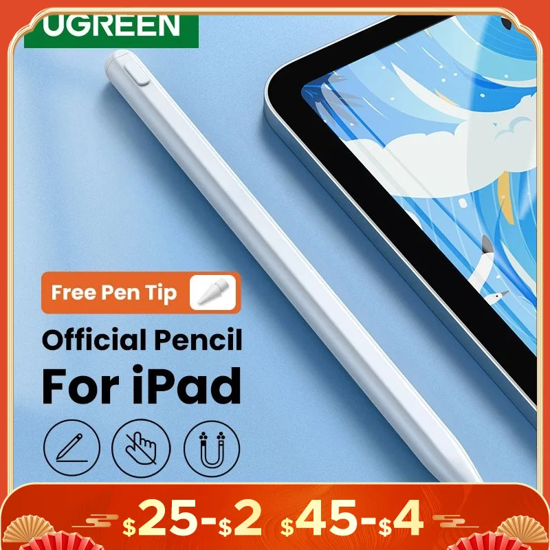 UGREEN ปากกา Stylus สําหรับ Apple ดินสอแม่เหล็กไร้สายชาร์จสําหรับ iPad Pro 12 9 Air Mini 2022 บลูทูธการปฏิเสธปาล์มเอียงปากกา