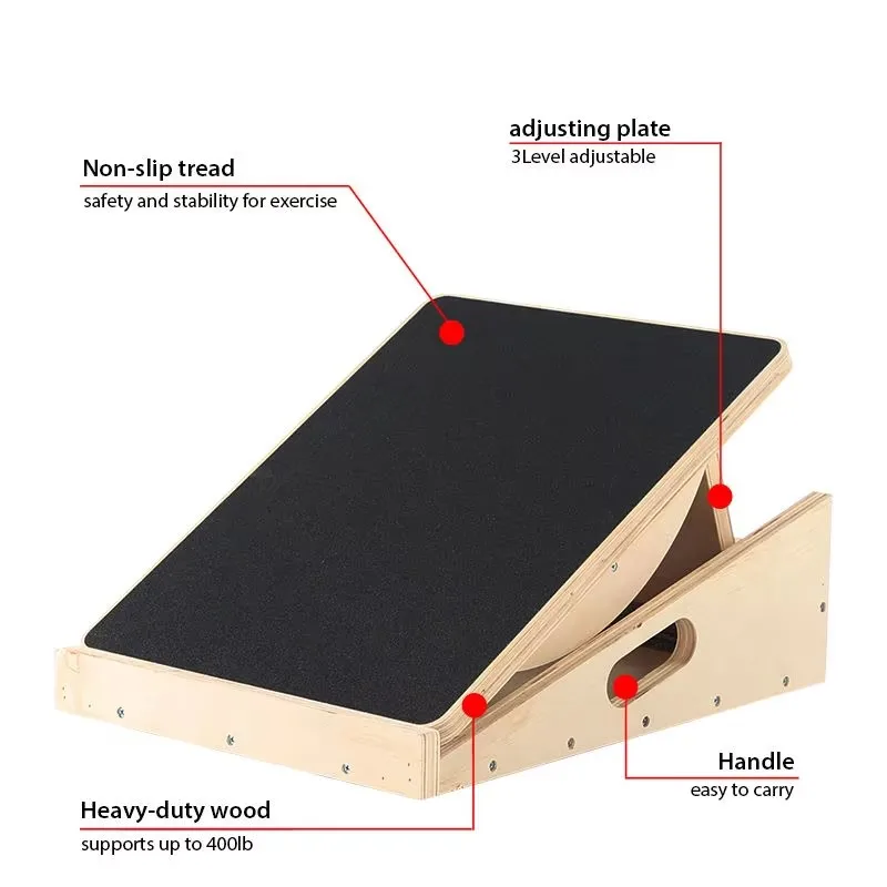 

Adjustable Wooden Slant Board, Fitness Calf & Ankle Stretching Equipment