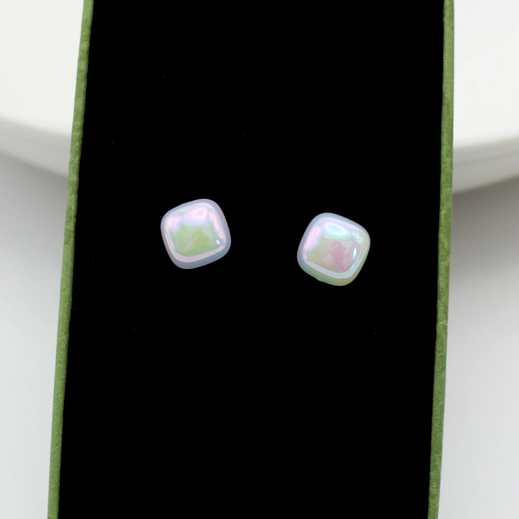 Small Colorful 8mm Square Imitation Pearl Stud Earring for Women Illusory Color Jewelry Accessories Wedding Girl Gift