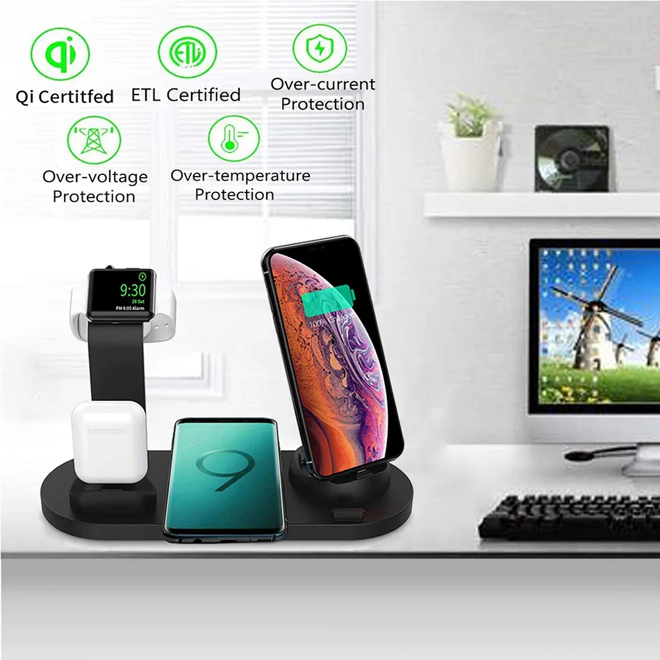 30W 7 in 1 Wireless Charger Stand Pad für iPhone 14 13 12 11 XR Apple Watch Airpods Pro iWatch 8 7 6 Schnellladestation